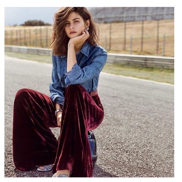 Vintage Velvet High Waist Wide Leg Pants Excellent Condition - Picture 2 of 8